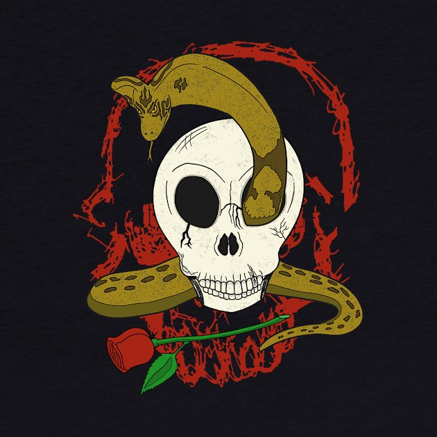 Snake, Skull and Blood by cardozoink